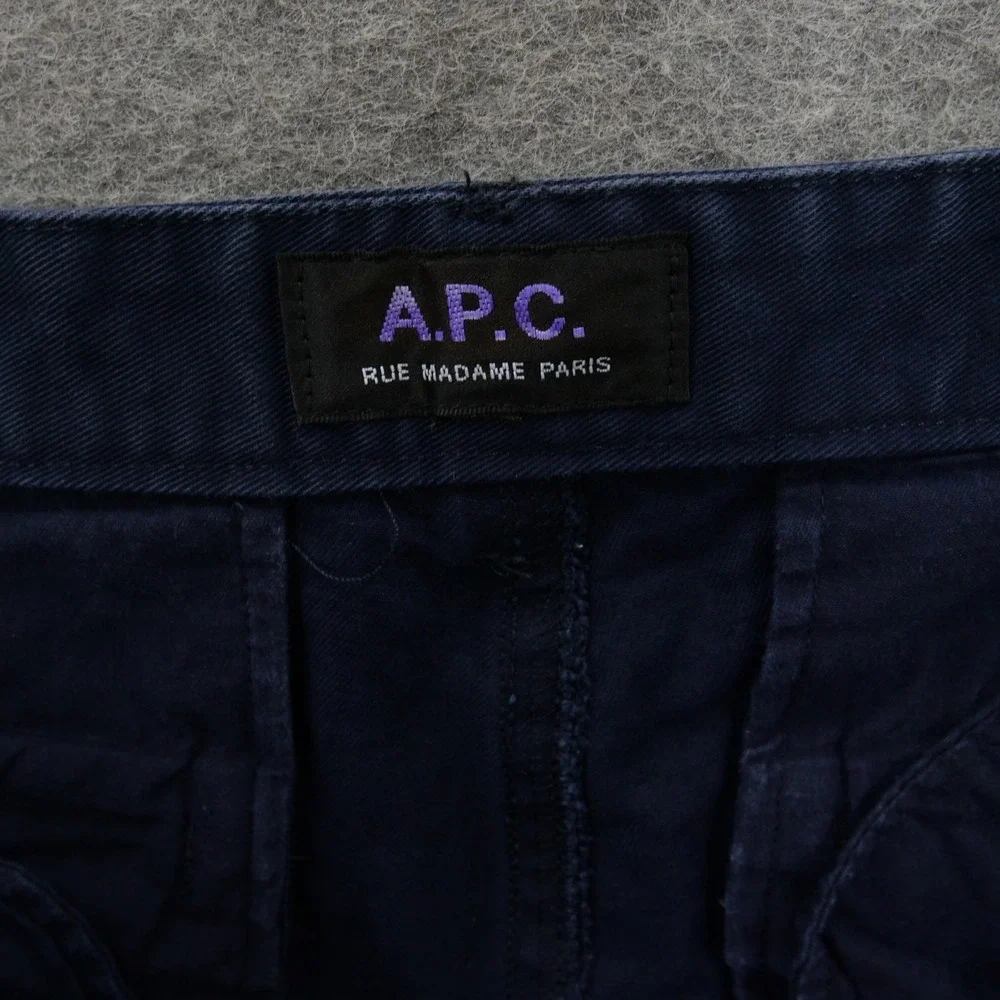 APC Pants Mens 32 Blue Flat Front Chinos Slim Straight Mid Rise Zip Fly